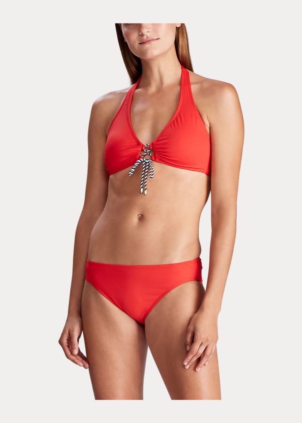 Top Bikini Ralph Lauren Mujer Rojos - Lace-Front Halter - EZVRK2051